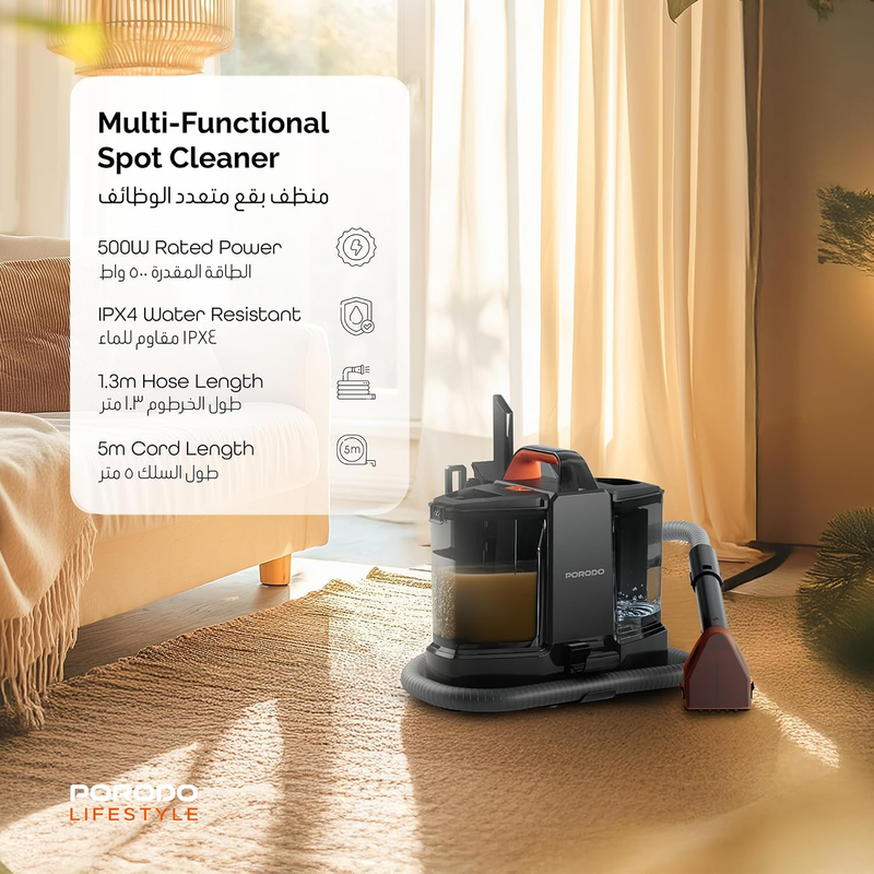 Porodo Lifestyle Spot Cleaner 500W with 1350ml Water Tank and 600ml Dirty Water Tank