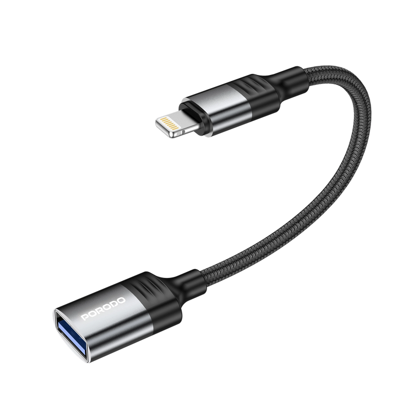 Porodo Woven USB A to Lightning Adapter 0.12M Cable