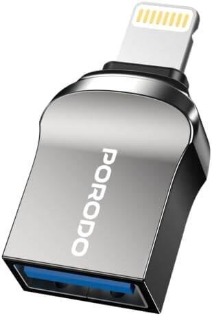 Porodo USB A to Lightning Adapter 0.12M Cable -Black