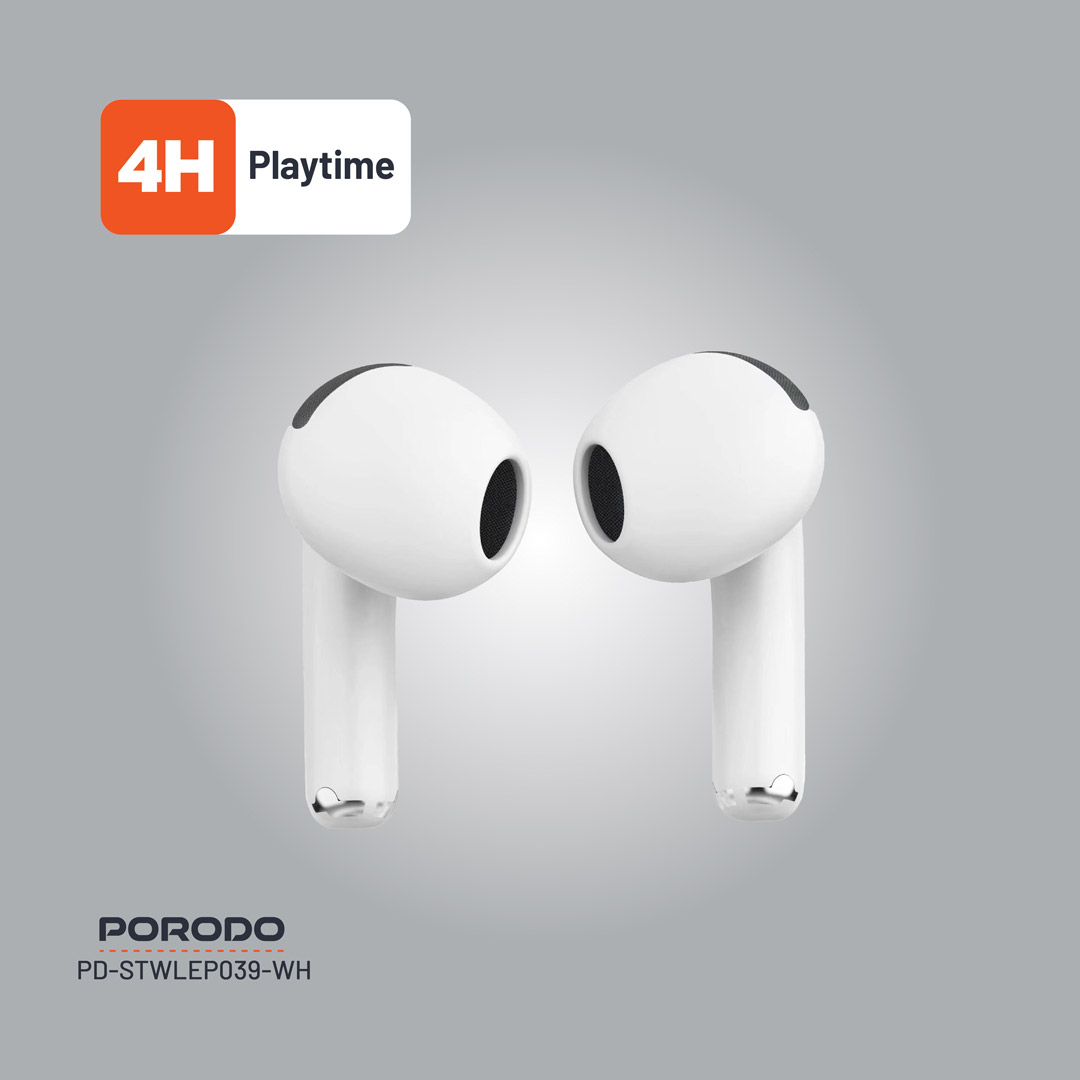 Porodo Soundtec Glimpse TWS ANC Earphone with Touch Screen - White