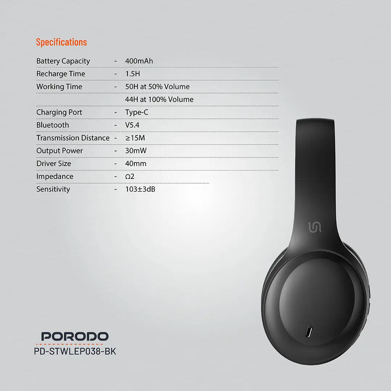 Porodo Soundtec Primo Wireless Headphones
