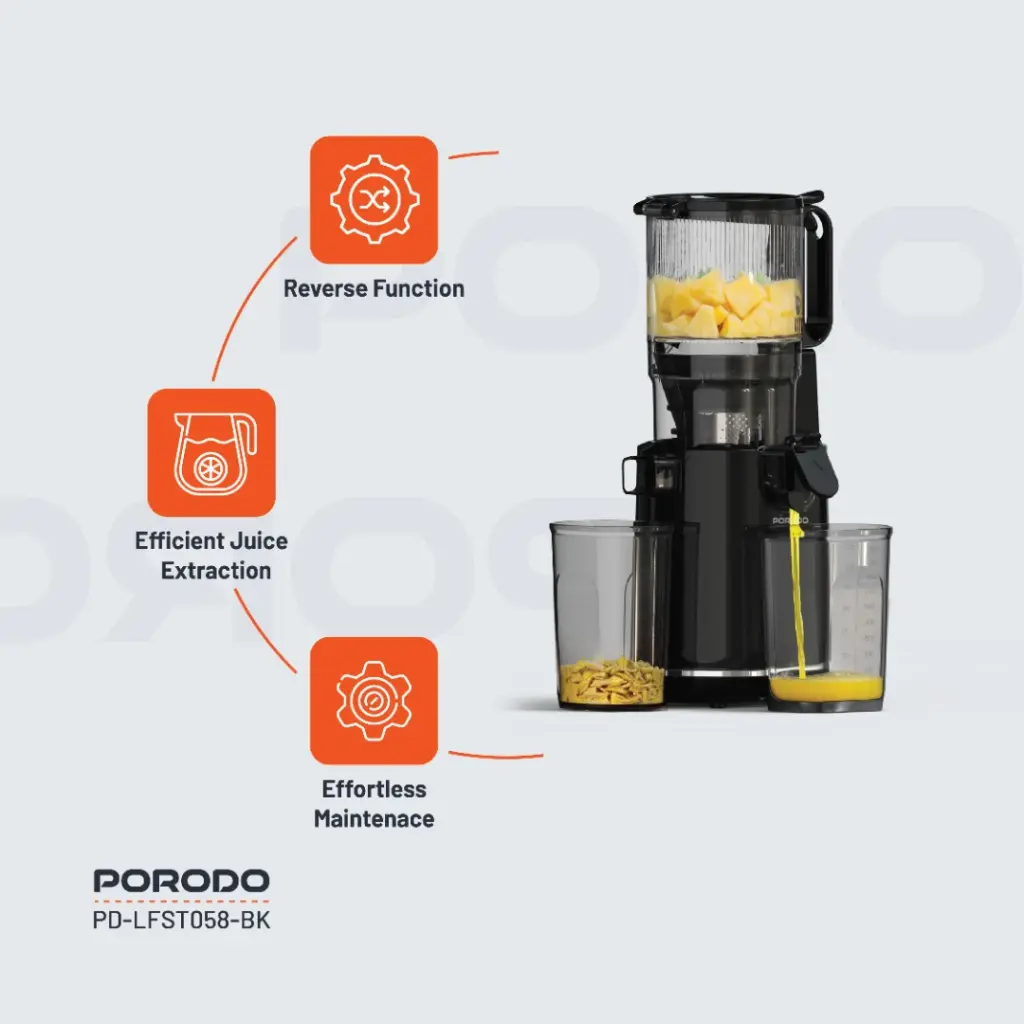 Porodo Lifestyle Cold Press Slow Juicer 250W - Black