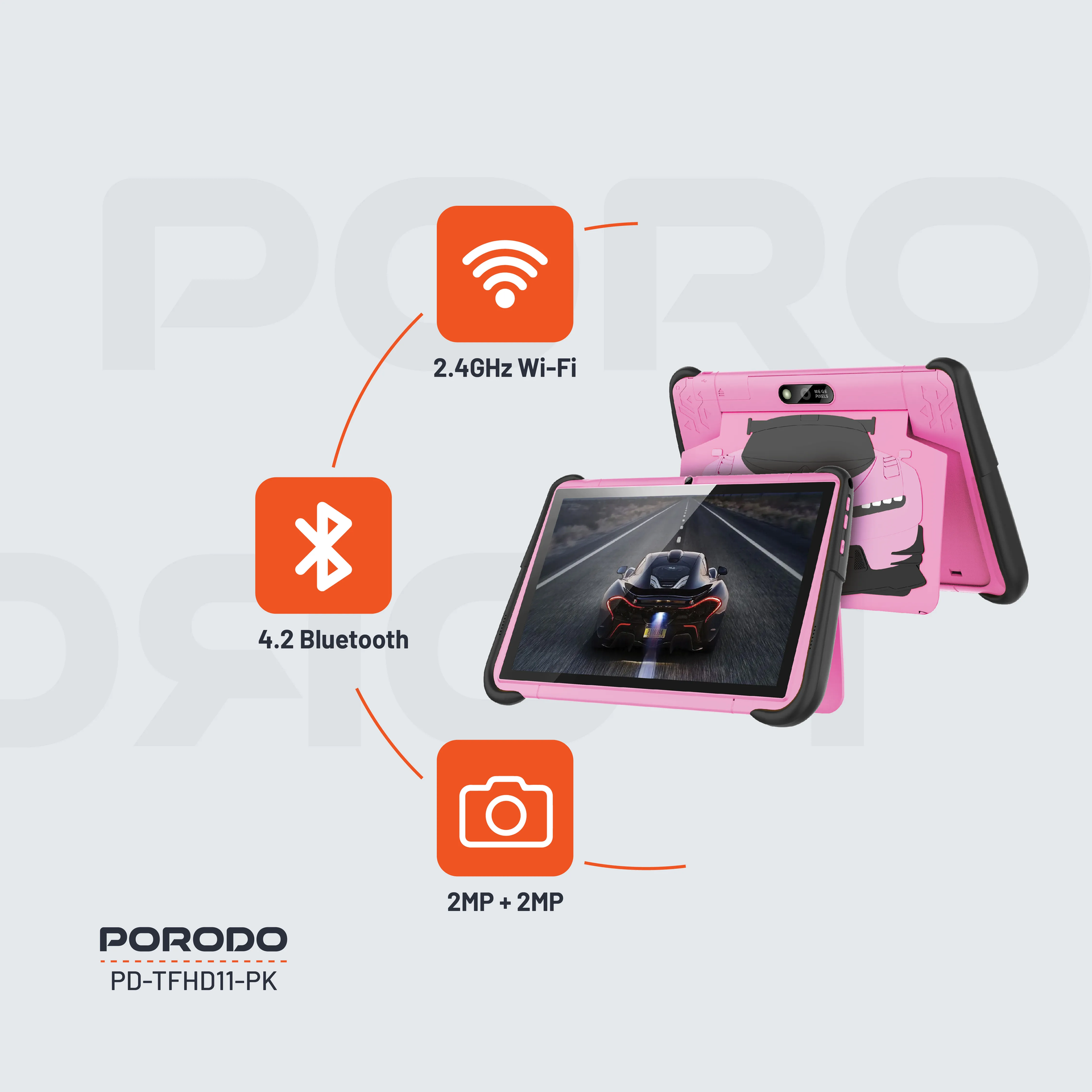 Porodo 10.1" Smart Tablet 2.4G 4000mAh 2+64GB