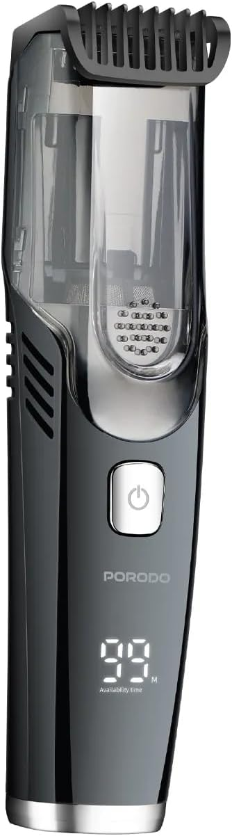 Porodo Lifetsyle Waterproof Dual Rechargeable Vacuum Trimmer 1400mAh - Grey and Black