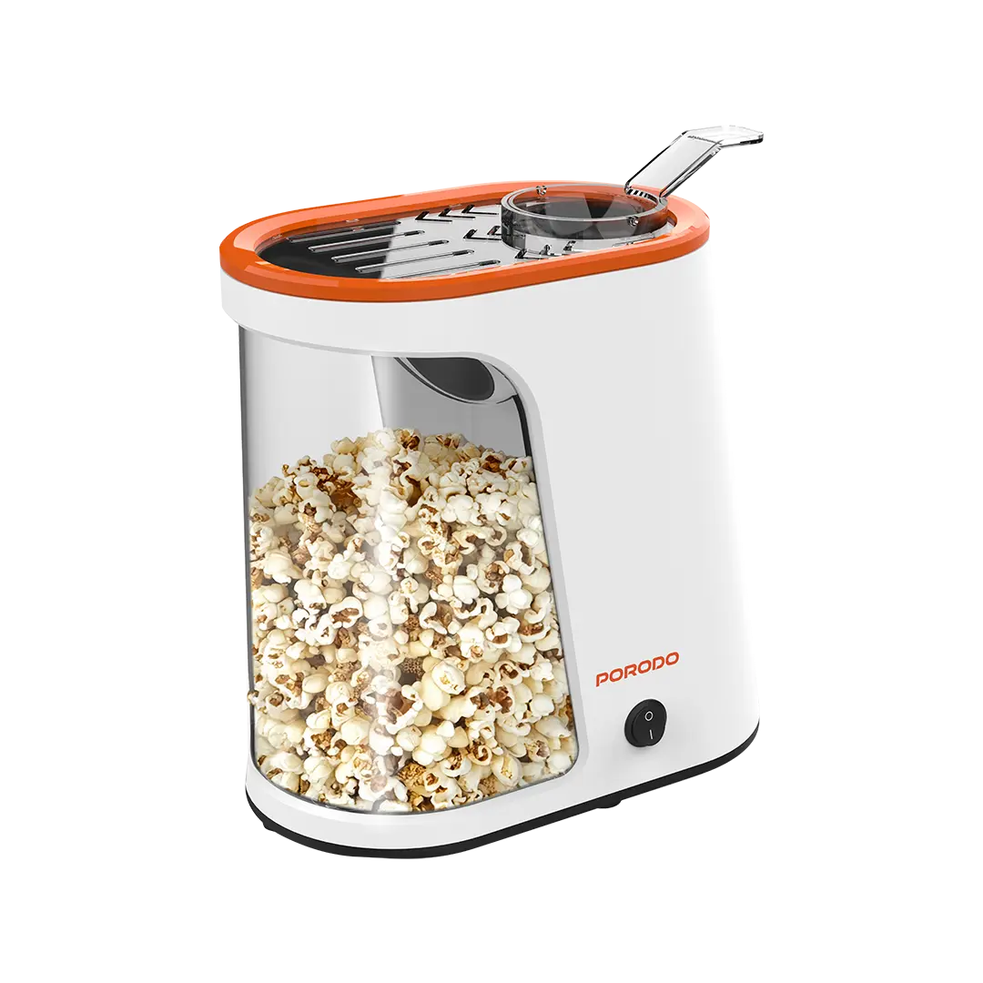 Porodo Lifetsyle Air-Popped 1200W Detachable Tank Popcorn Maker - White and Orange