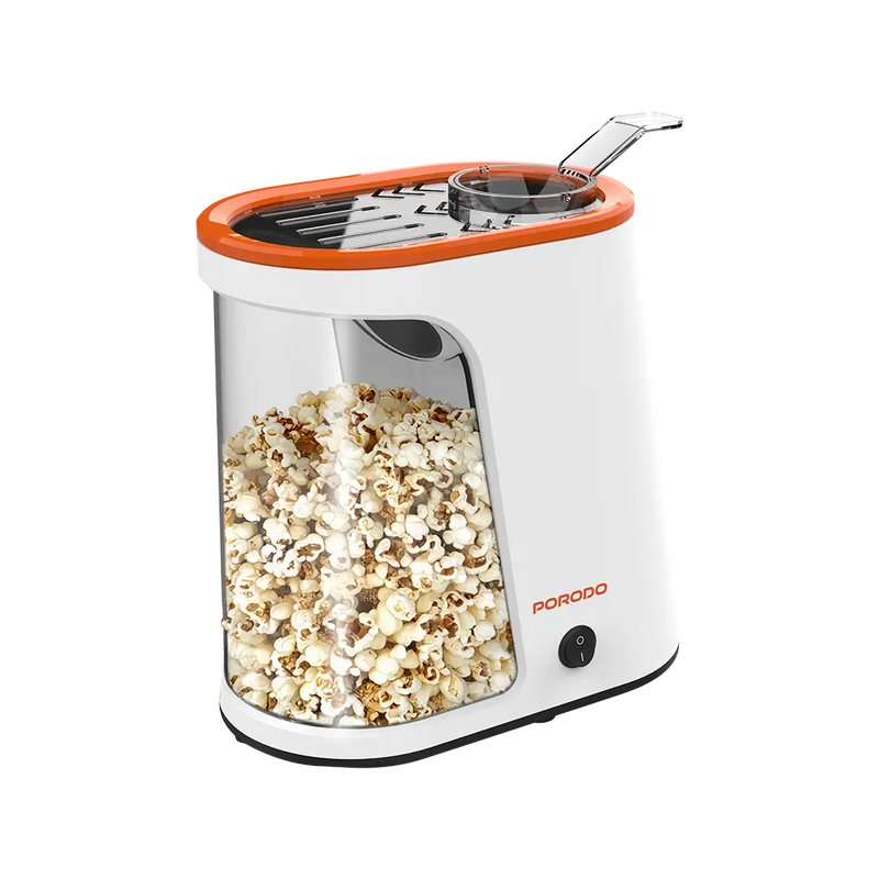 Porodo Lifetsyle Air-Popped 1200W Detachable Tank Popcorn Maker - White and Orange