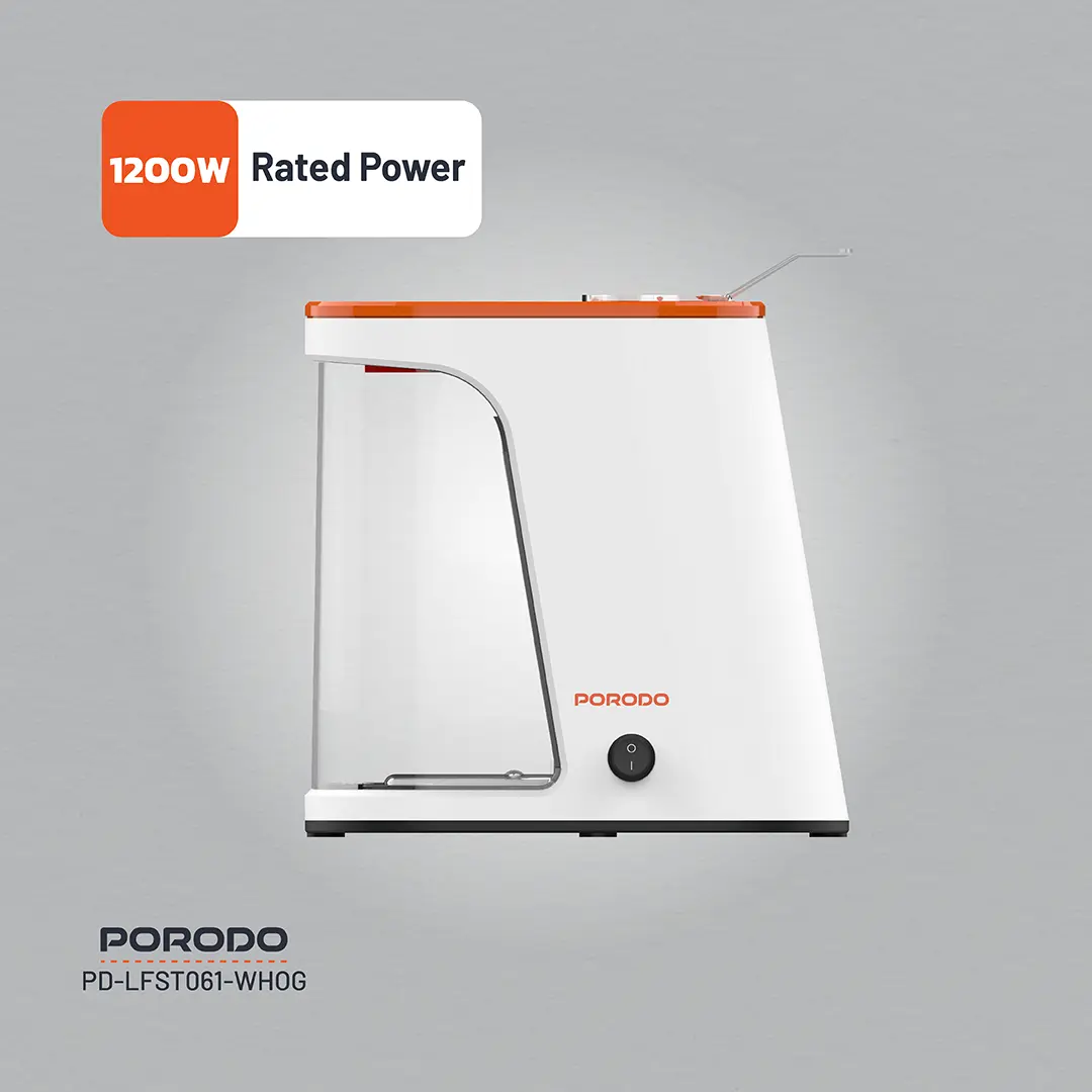 Porodo Lifetsyle Air-Popped 1200W Detachable Tank Popcorn Maker - White and Orange