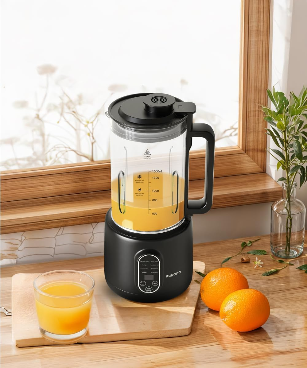 Porodo Lifetsyle Nut 600W Auto Hot and Cold Drink Maker 1500ml with Digital Display - Black