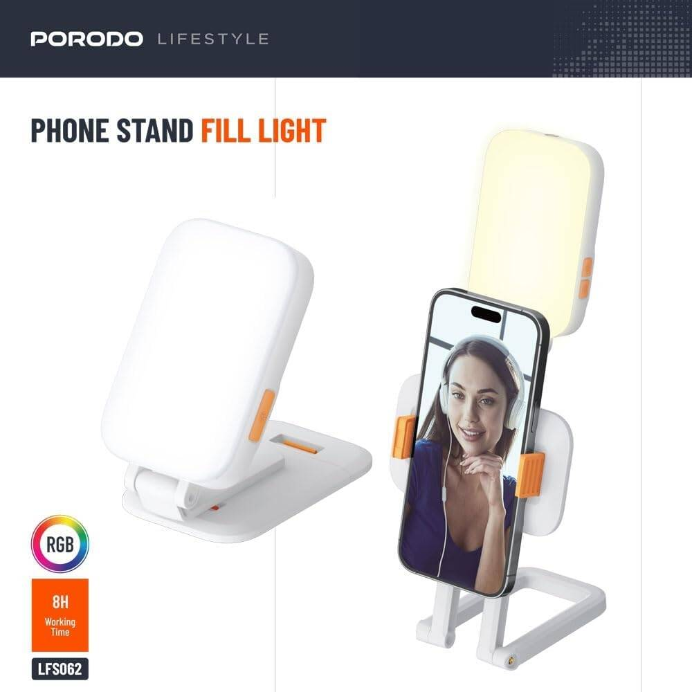 Porodo Lifestyle Portable Ultrathin Pocket RBG Phone Holder 1000mAH Type-C