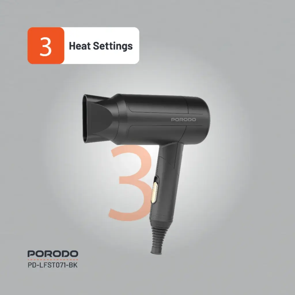 Porodo Lifestyle 1200W Foldable Hair Dryer 1.8M Cable