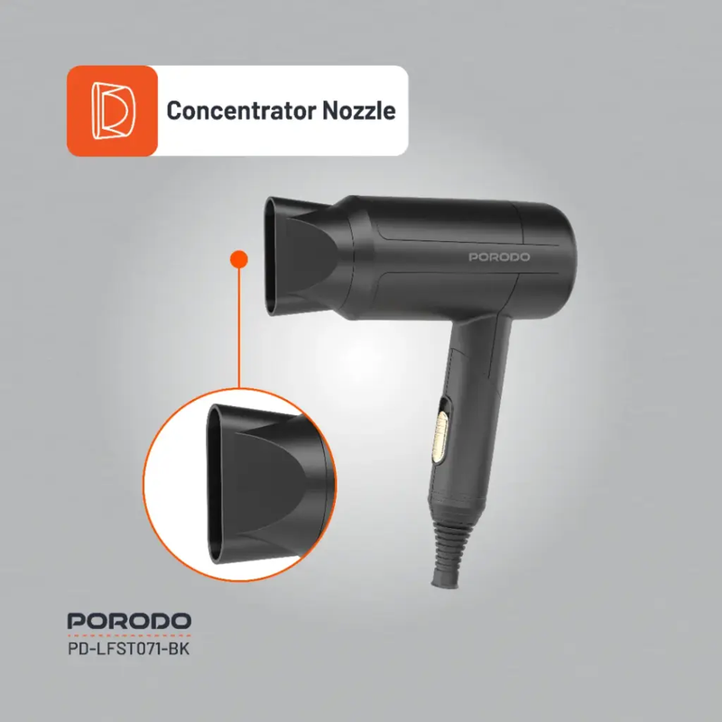Porodo Lifestyle 1200W Foldable Hair Dryer 1.8M Cable