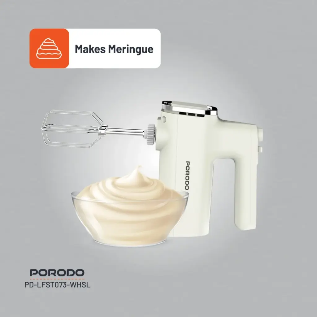 Porodo Lifestyle Spill-Proof Hand Mixer - White/Silver