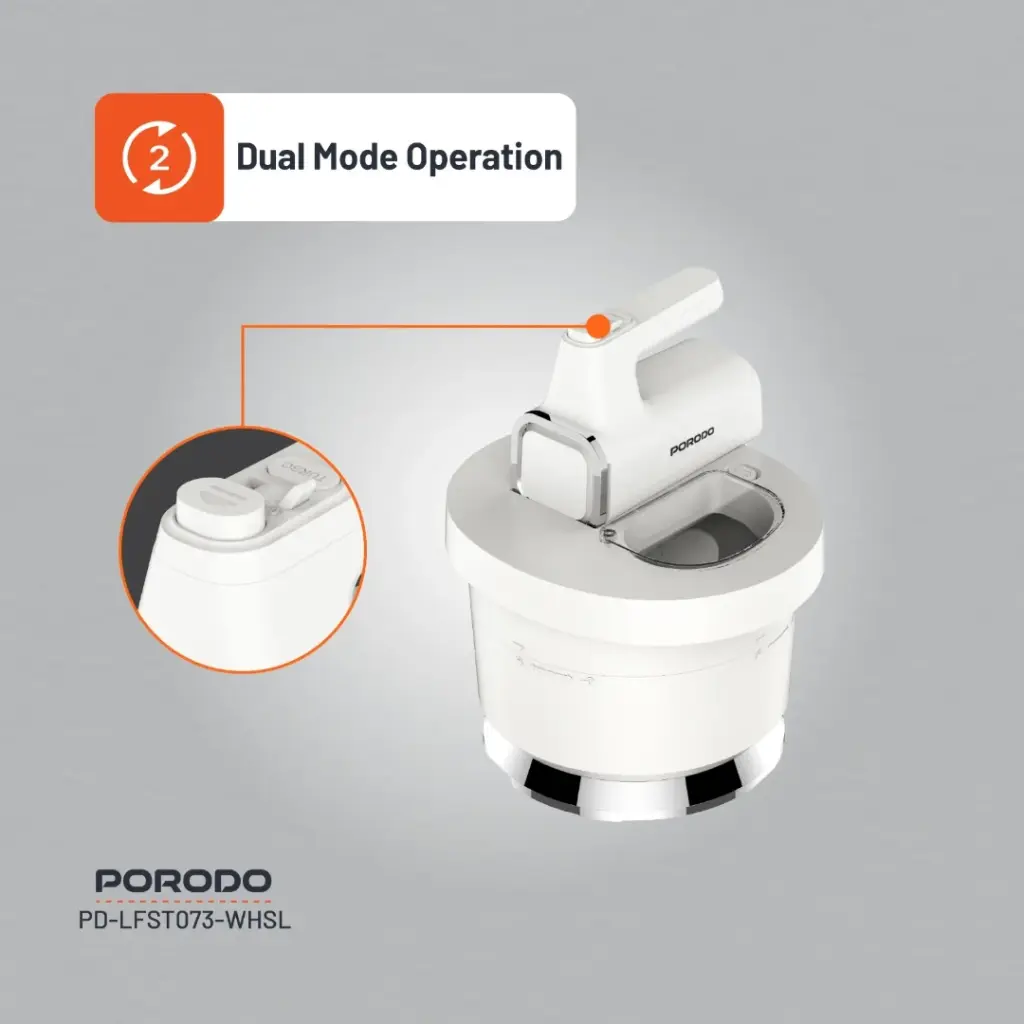 Porodo Lifestyle Spill-Proof Hand Mixer - White/Silver