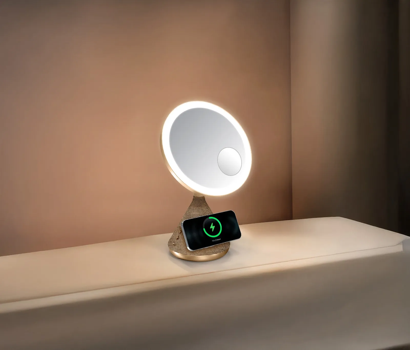 Porodo Lifestyle 15W Zoomed Mirror Magnetic Wireless Charger with Speaker & Adjusta