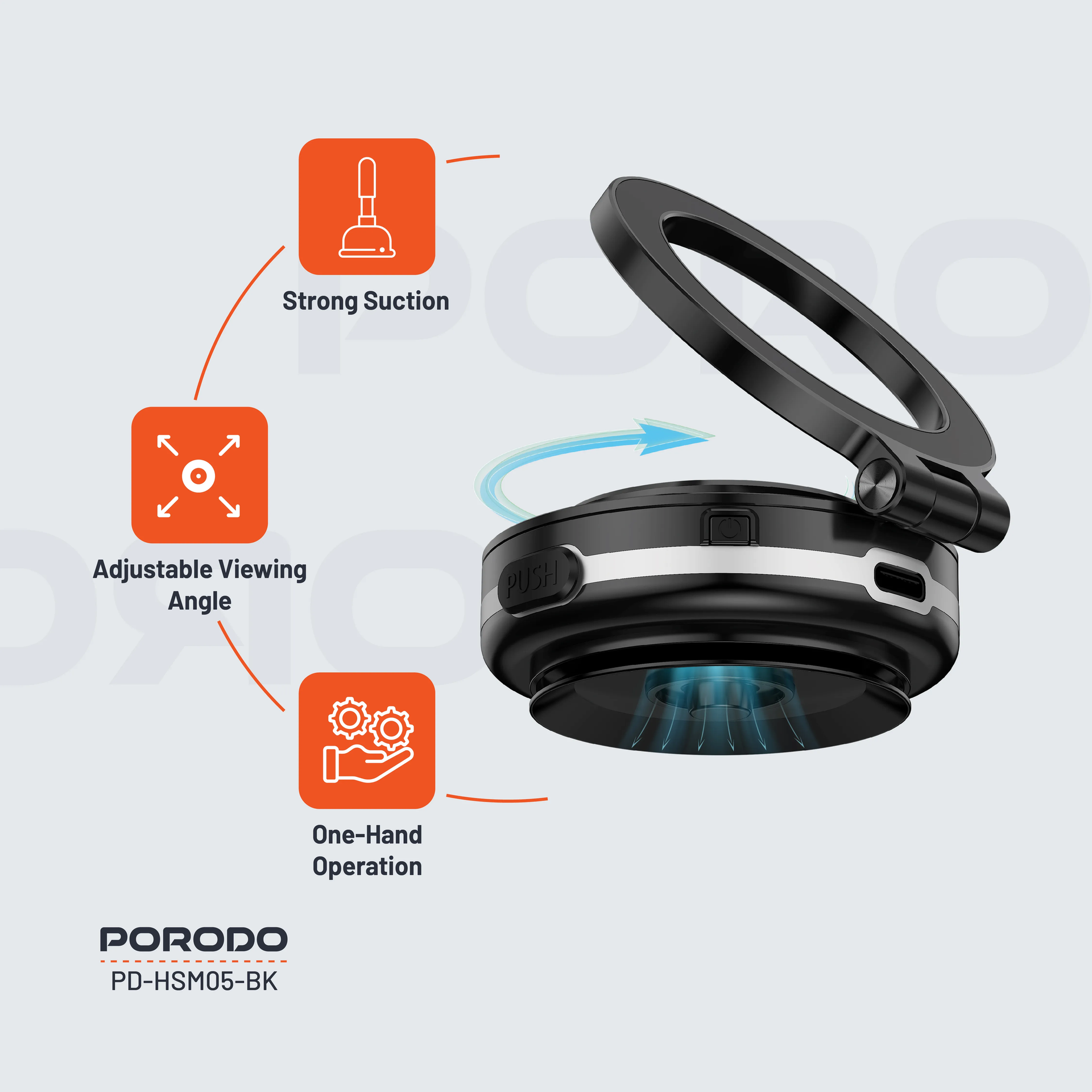 Porodo VacuSeal Portable MagSafe with Foldable & Rotatable Multi-Purpose Electric Vacuum Suctio