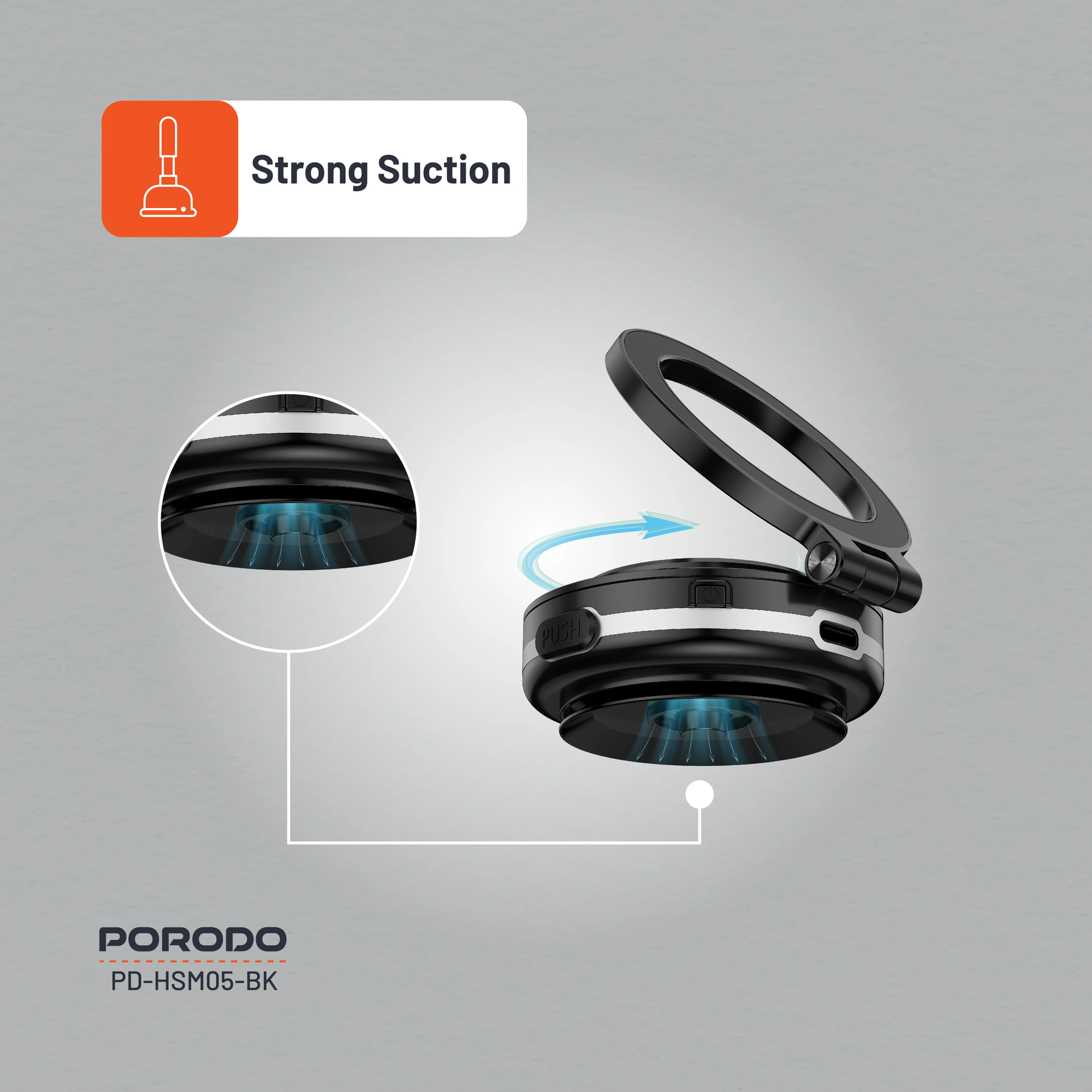 Porodo VacuSeal Portable MagSafe with Foldable & Rotatable Multi-Purpose Electric Vacuum Suctio