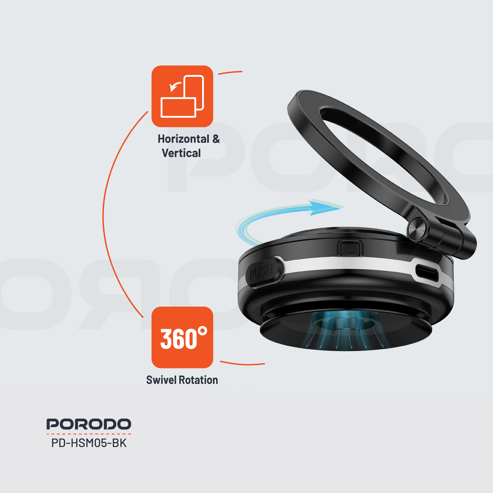 Porodo VacuSeal Portable MagSafe with Foldable & Rotatable Multi-Purpose Electric Vacuum Suctio