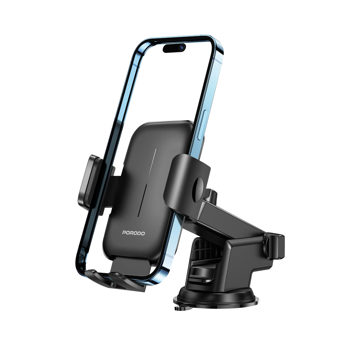 Porodo Universal Phone Stand Adjustable Clamp Car Phone - Black