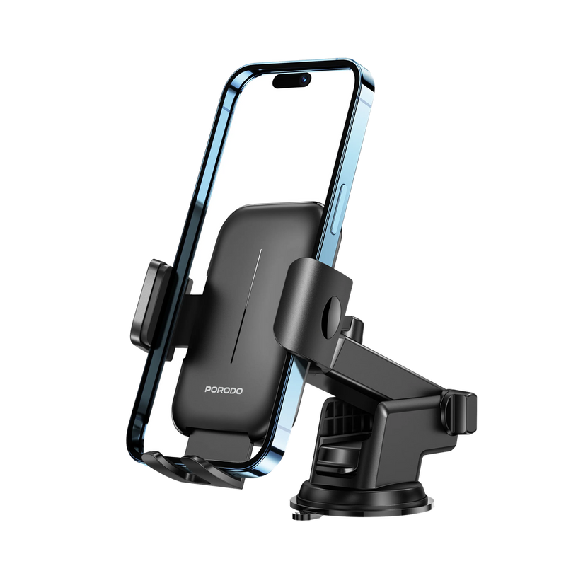 Porodo Universal Phone Stand Adjustable Clamp Car Phone - Black