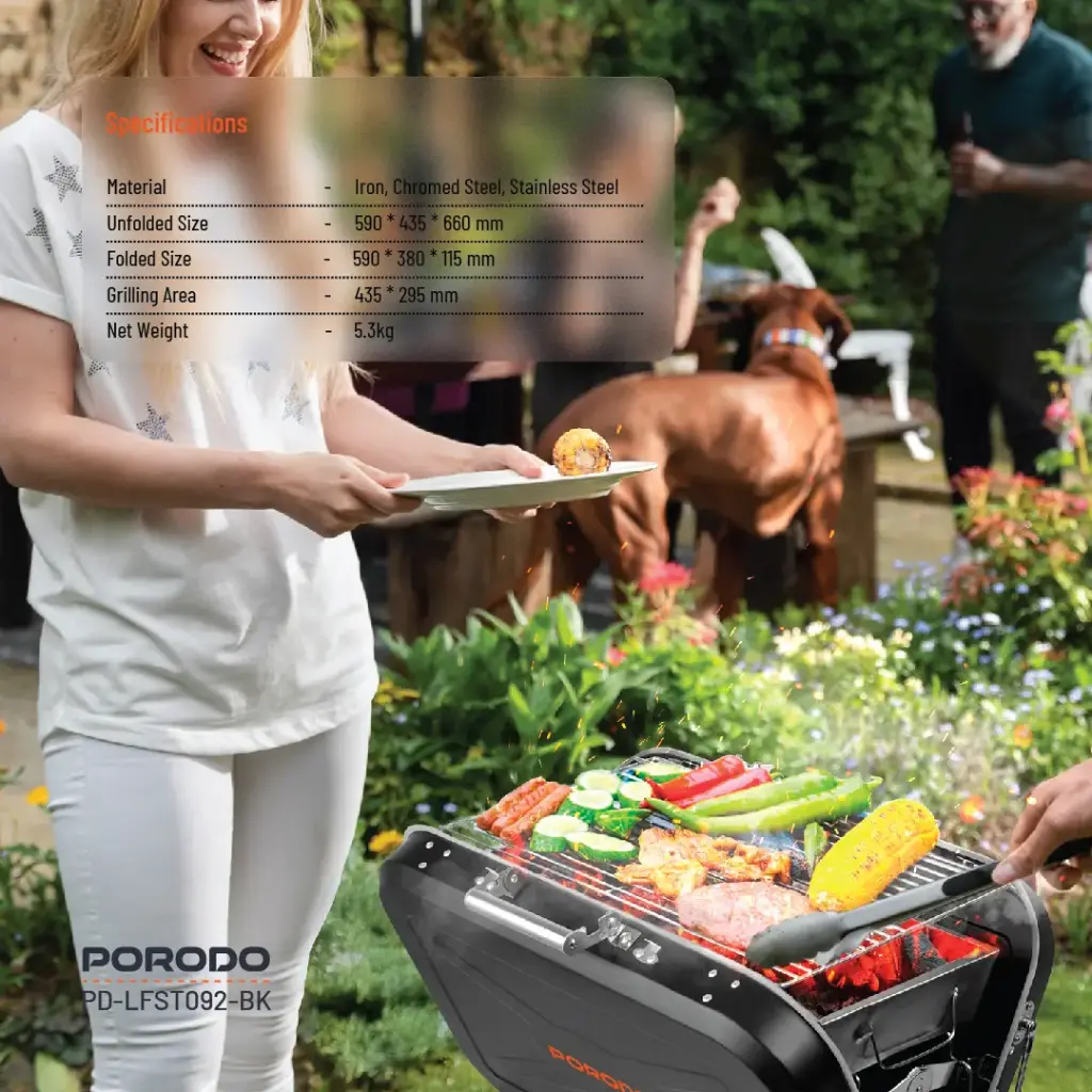 Porodo Lifestyle Foldable BBQ Grill Box with Handle and Tripod
