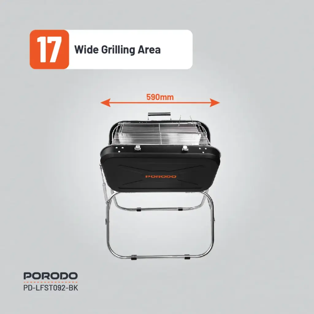 Porodo Lifestyle Foldable BBQ Grill Box with Handle and Tripod