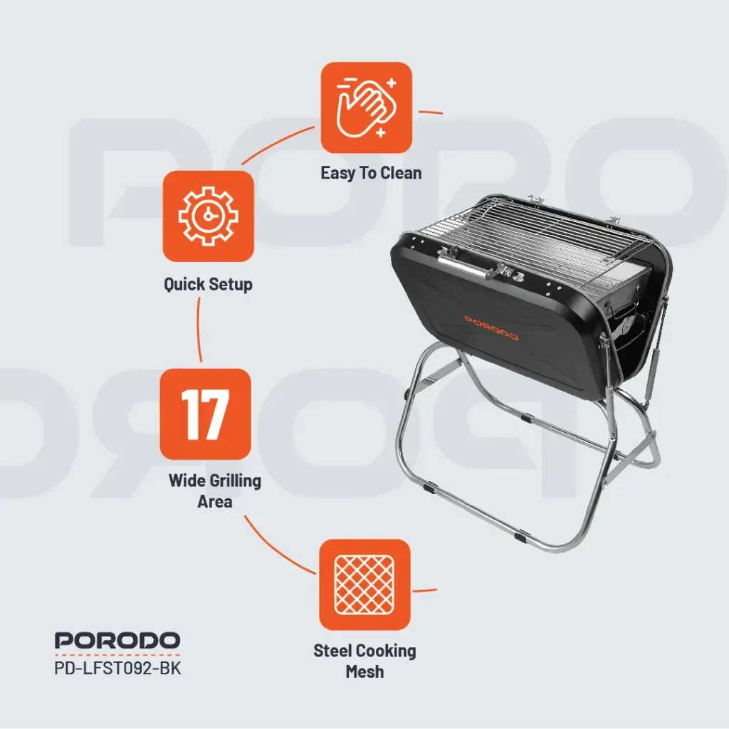 Porodo Lifestyle Foldable BBQ Grill Box with Handle and Tripod