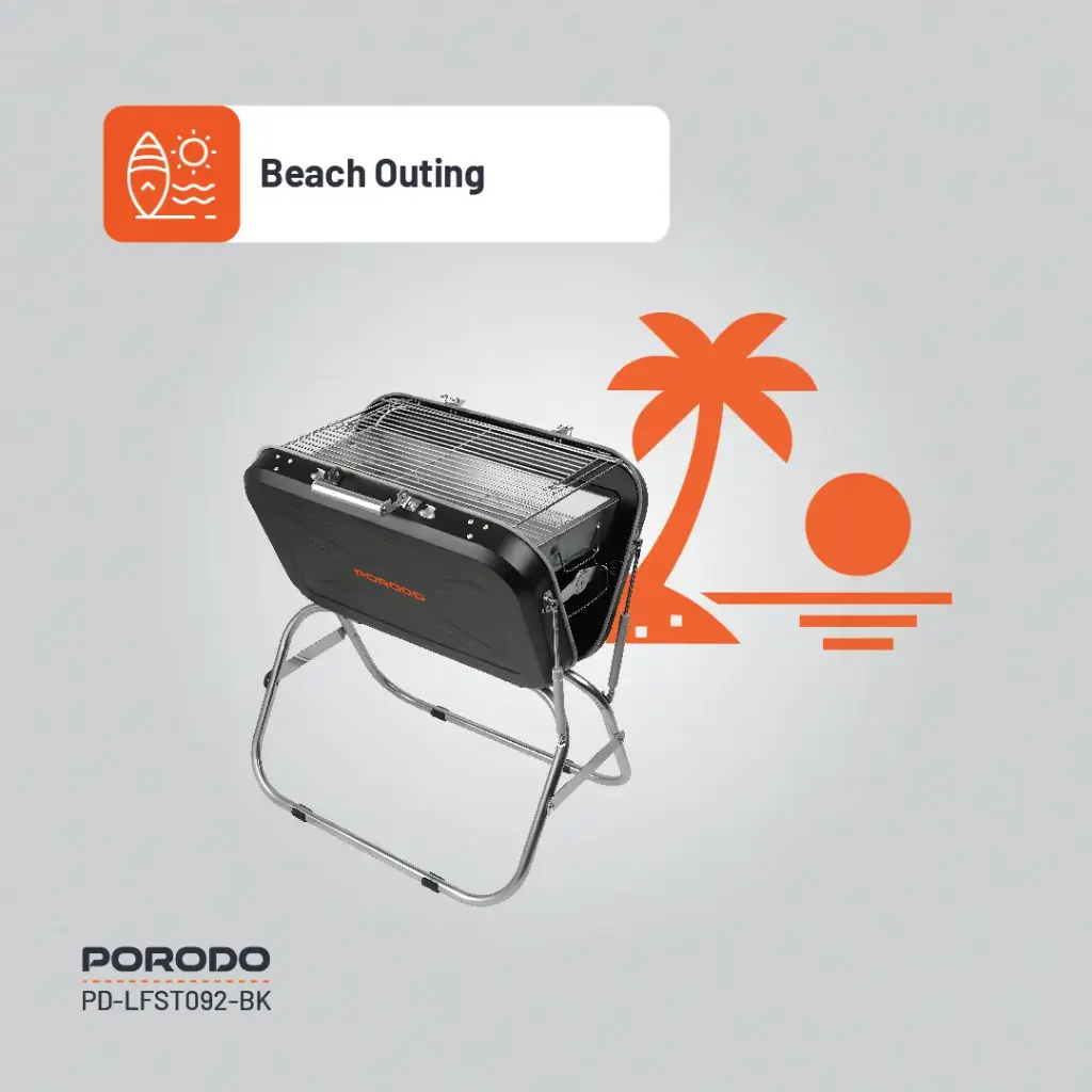 Porodo Lifestyle Foldable BBQ Grill Box with Handle and Tripod