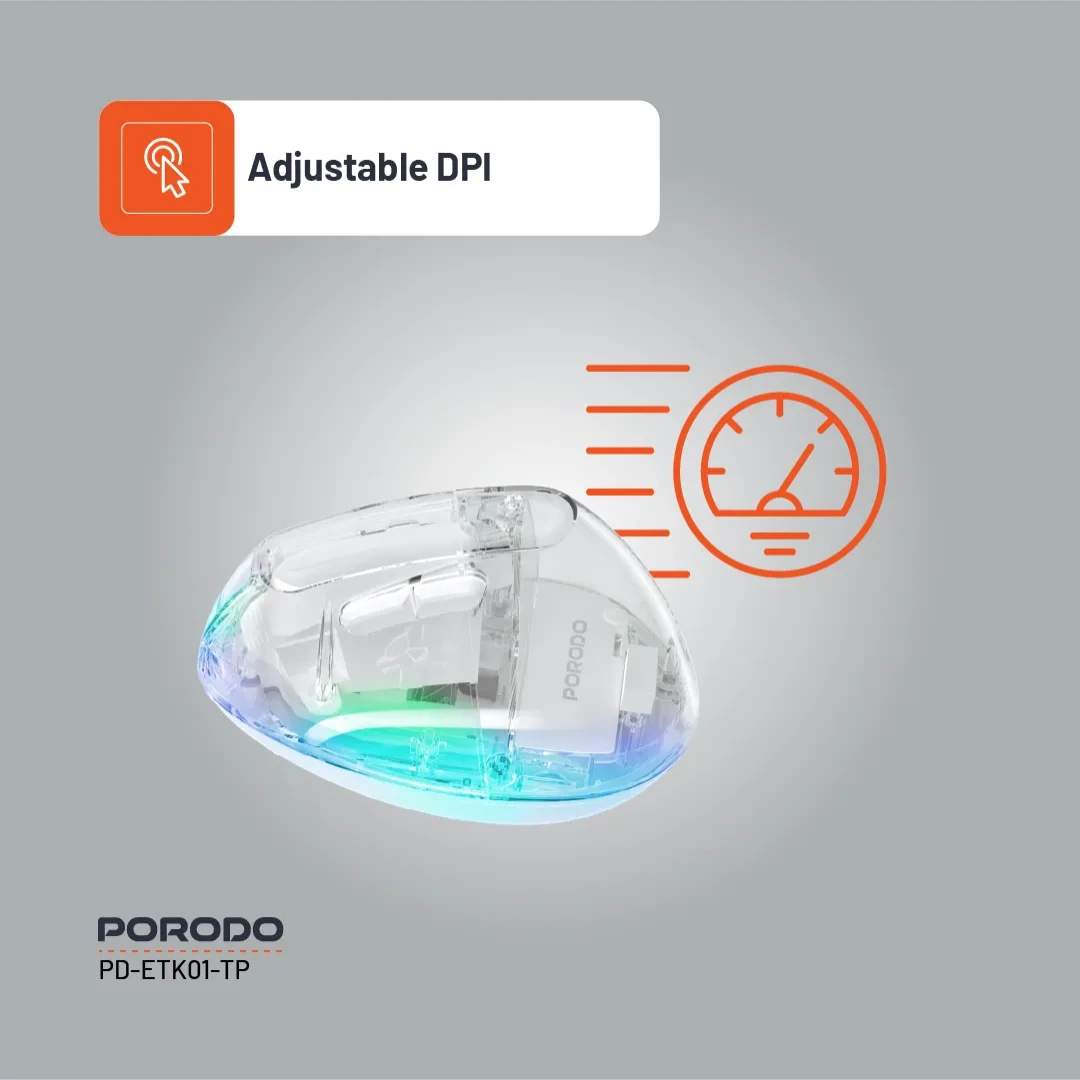 Porodo Rechargable Wireless 6D Ergonomic Vertical Mouse - TP