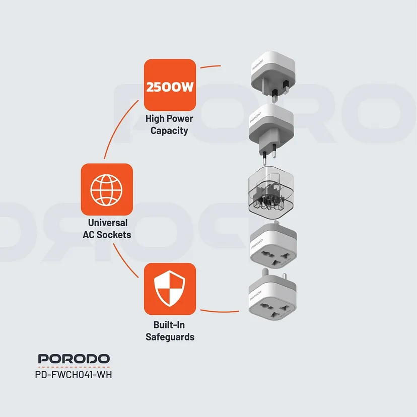 Porodo 4-in-1 Adaptor UK Plug