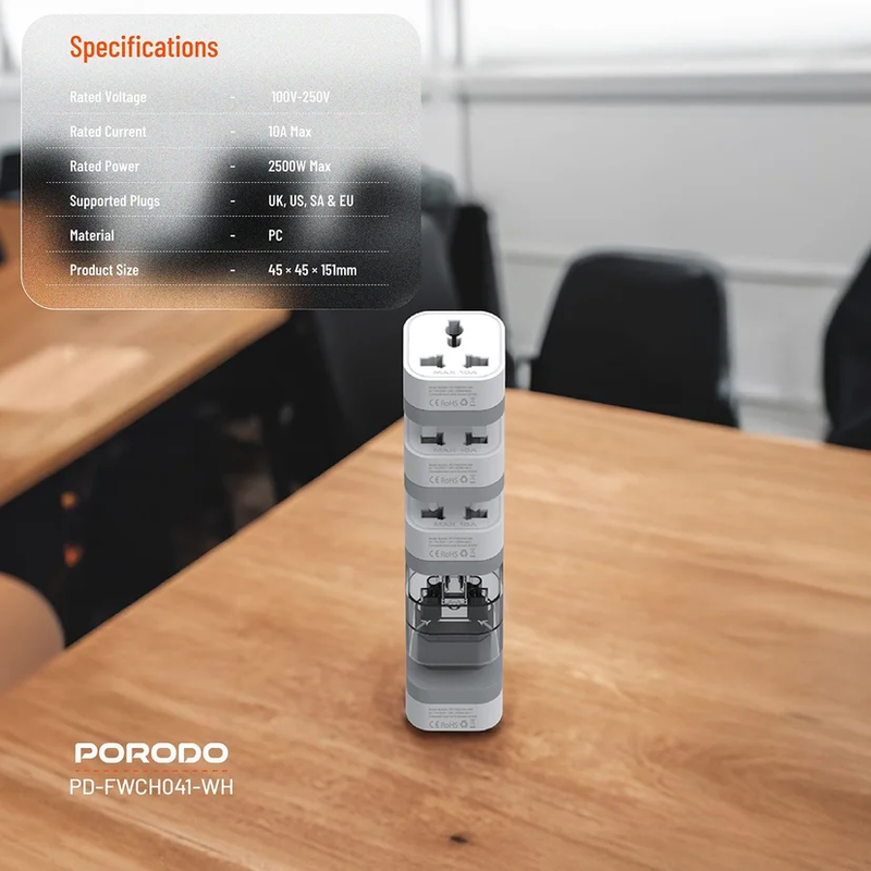Porodo 4-in-1 Adaptor UK Plug