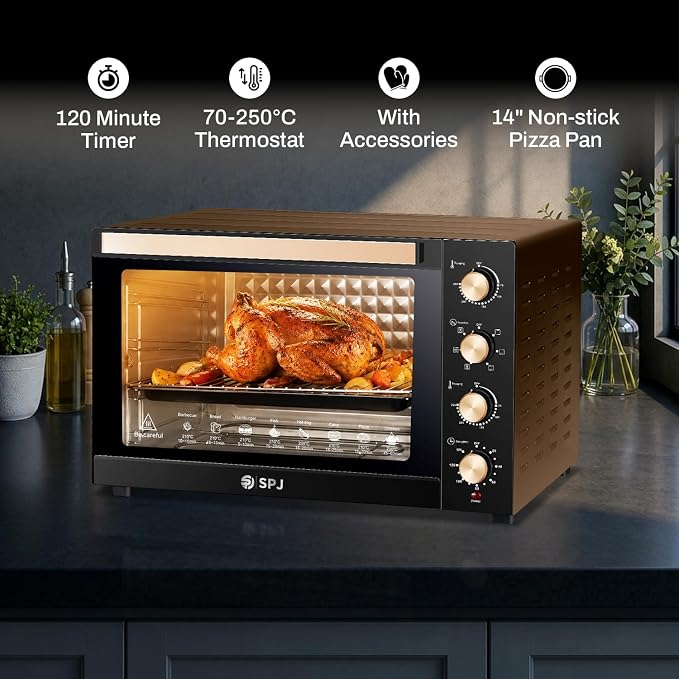 Spj High Performance 80l Electric Oven 2400w With Rotisserie & Grill Premium Quality Large Capacity Toaster Oven Oven-Spj-Eow-Br80l01