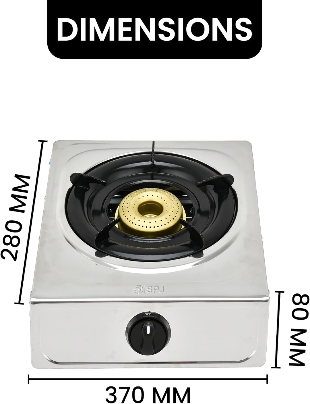 Spj Stainless Steel Gas Stove With Automatic Ignition 90mm Iron Beehive Burner Durable Pan Support Plastic Knobs 10.5mm Spj-Tt-Ssx1001