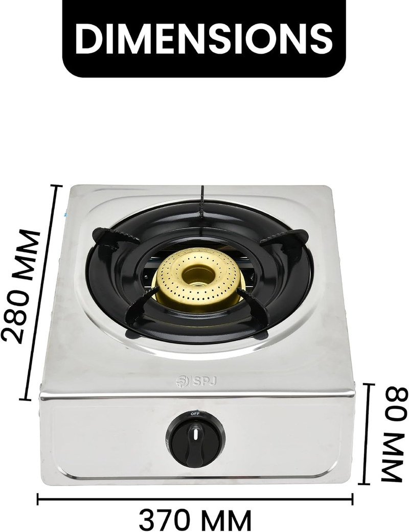 Spj Stainless Steel Gas Stove With Automatic Ignition 90mm Iron Beehive Burner Durable Pan Support Plastic Knobs 10.5mm Spj-Tt-Ssx1001