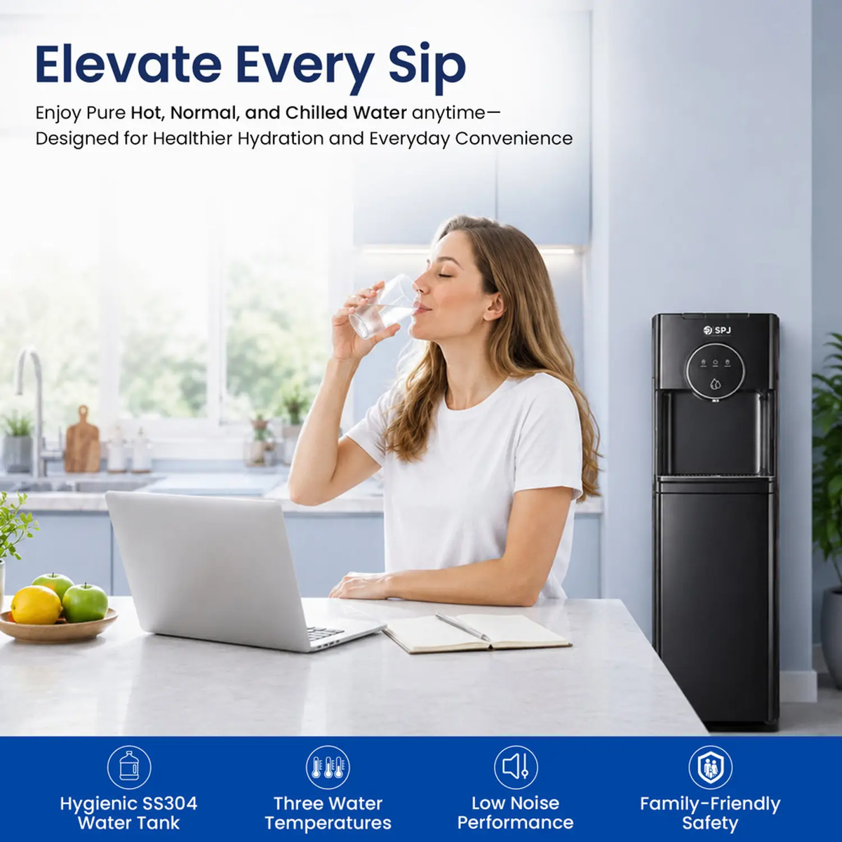 Spj 18.9l Bottom Loading Water Dispenser Hot Cold & Normal Water Cooler Child Safety Lock Spj-Wdbx-Bl007