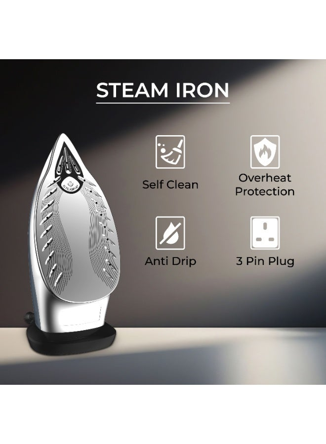 Spj 2400w Steam Iron With Ceramic Soleplate Vertical Steam Self-Clean Anti-Drip 280ml Tank Spj-Six-Grcs07