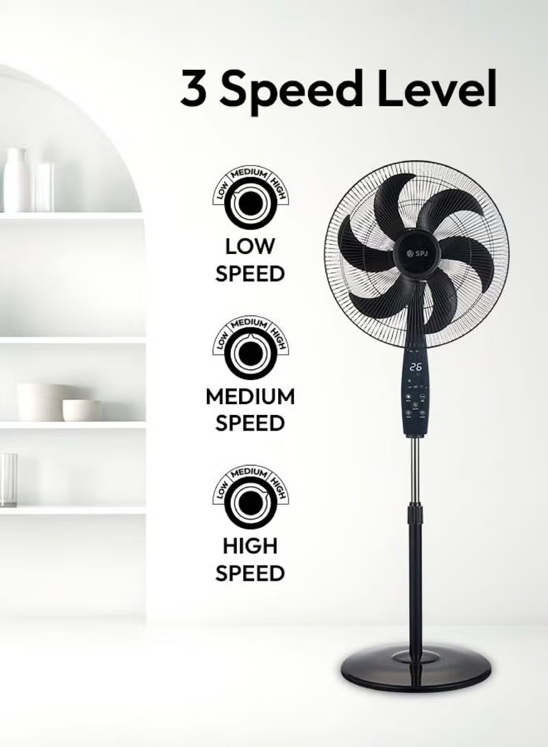 Spj 18 Inch Pedestal Stand Fan With Remote Control 80w Electric Fan 6 Blades 3 Speed Settings Spj-Sfx-Blr18011