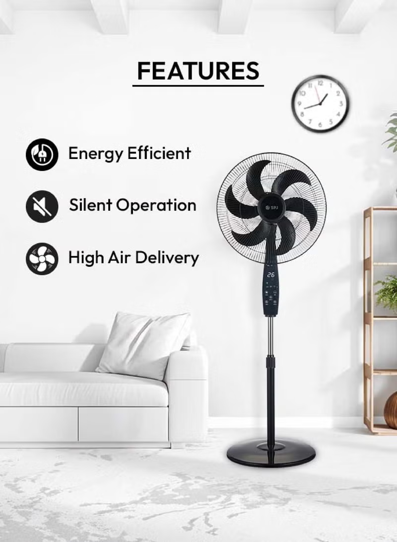 Spj 18 Inch Pedestal Stand Fan With Remote Control 80w Electric Fan 6 Blades 3 Speed Settings Spj-Sfx-Blr18011