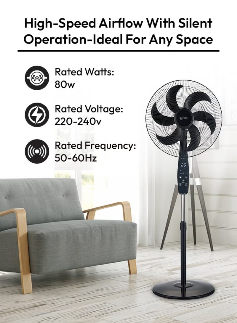 Spj 18 Inch Pedestal Stand Fan With Remote Control 80w Electric Fan 6 Blades 3 Speed Settings Spj-Sfx-Blr18011
