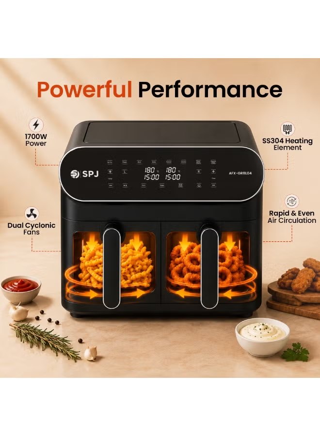 Spj 11l Dual Basket Air Fryer 1700w Digital Air Fryer With 2 X 5.5l Independent Baskets 60-Min Timer Spj-Afx-Gr11l04
