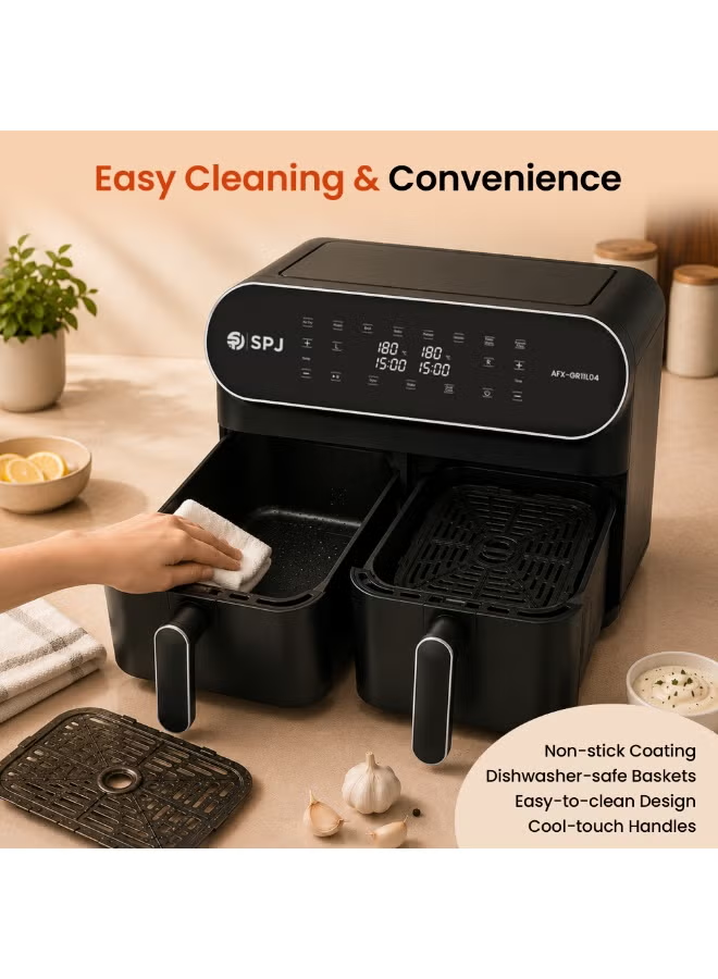 Spj 11l Dual Basket Air Fryer 1700w Digital Air Fryer With 2 X 5.5l Independent Baskets 60-Min Timer Spj-Afx-Gr11l04