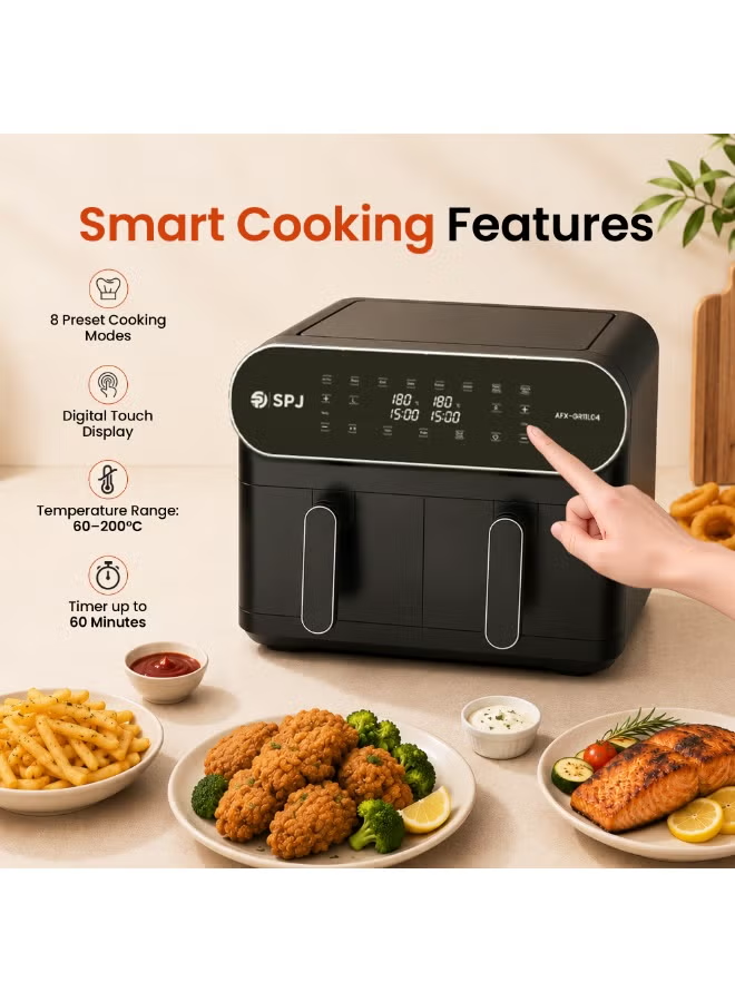 Spj 11l Dual Basket Air Fryer 1700w Digital Air Fryer With 2 X 5.5l Independent Baskets 60-Min Timer Spj-Afx-Gr11l04