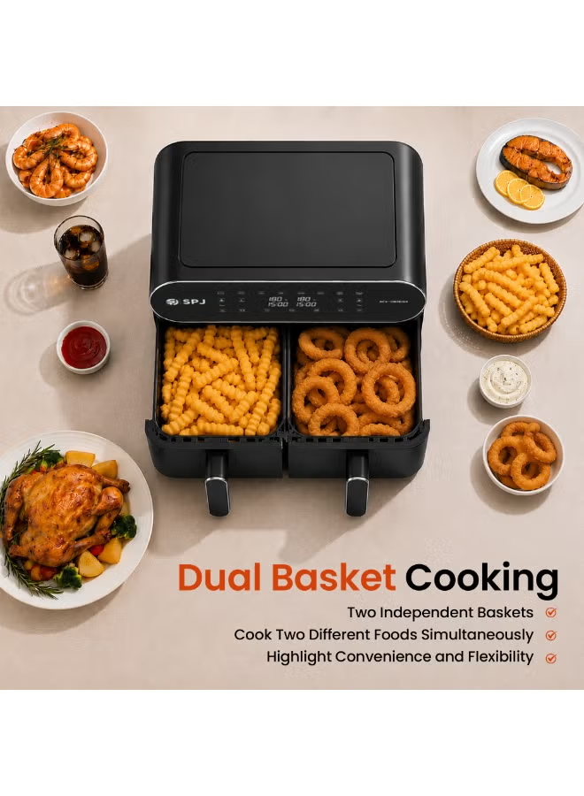 Spj 11l Dual Basket Air Fryer 1700w Digital Air Fryer With 2 X 5.5l Independent Baskets 60-Min Timer Spj-Afx-Gr11l04
