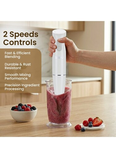 Spj 400w Hand Blender 2 Speed Control Stainless Steel Blades Detachable Blending Rod 700ml Mixing Cup Spj-Hbx-Wt400w