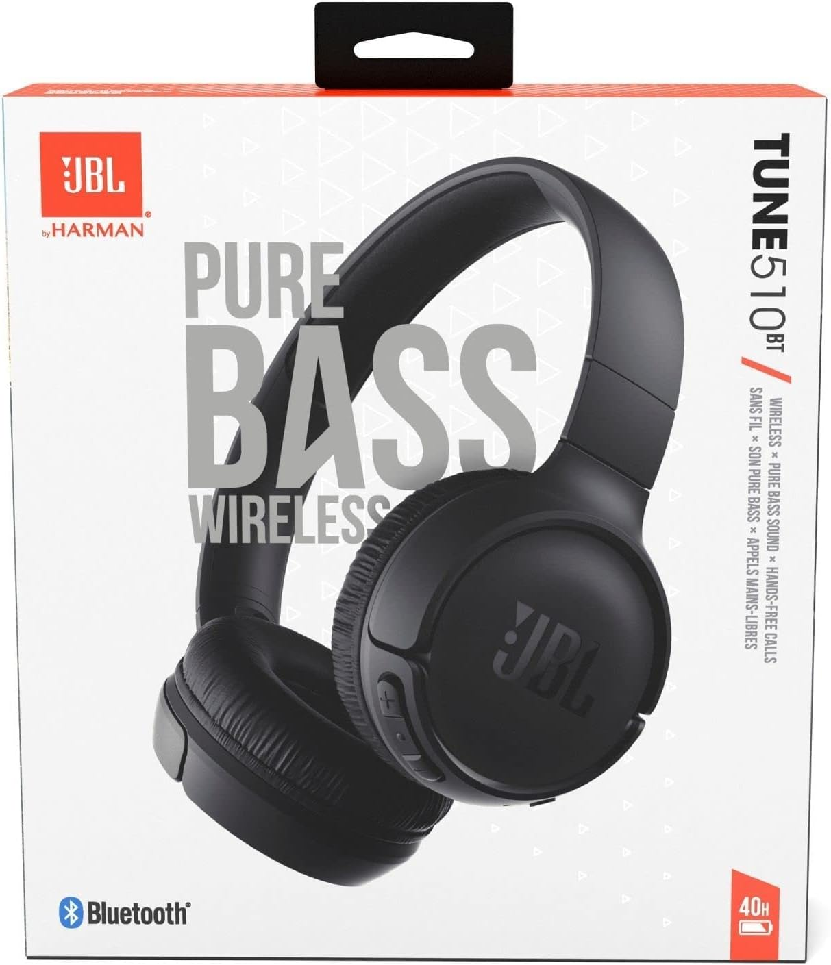 JBL Tune 510BT Wireless On-Ear Headphones - Black JBL Pure Bass Sound