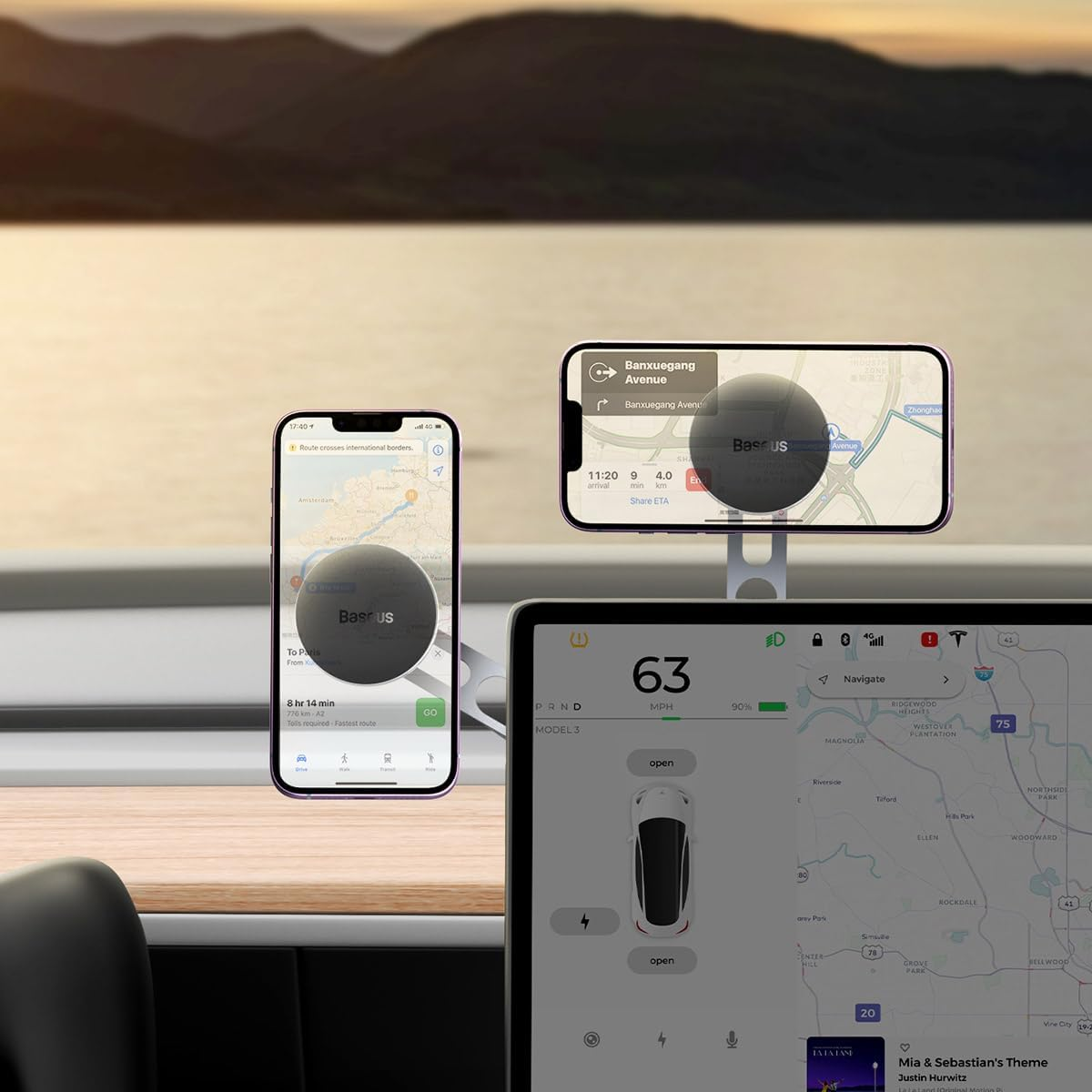 Baseus T-Space Folding Metal Car Series Magnetic Car Phone Holder