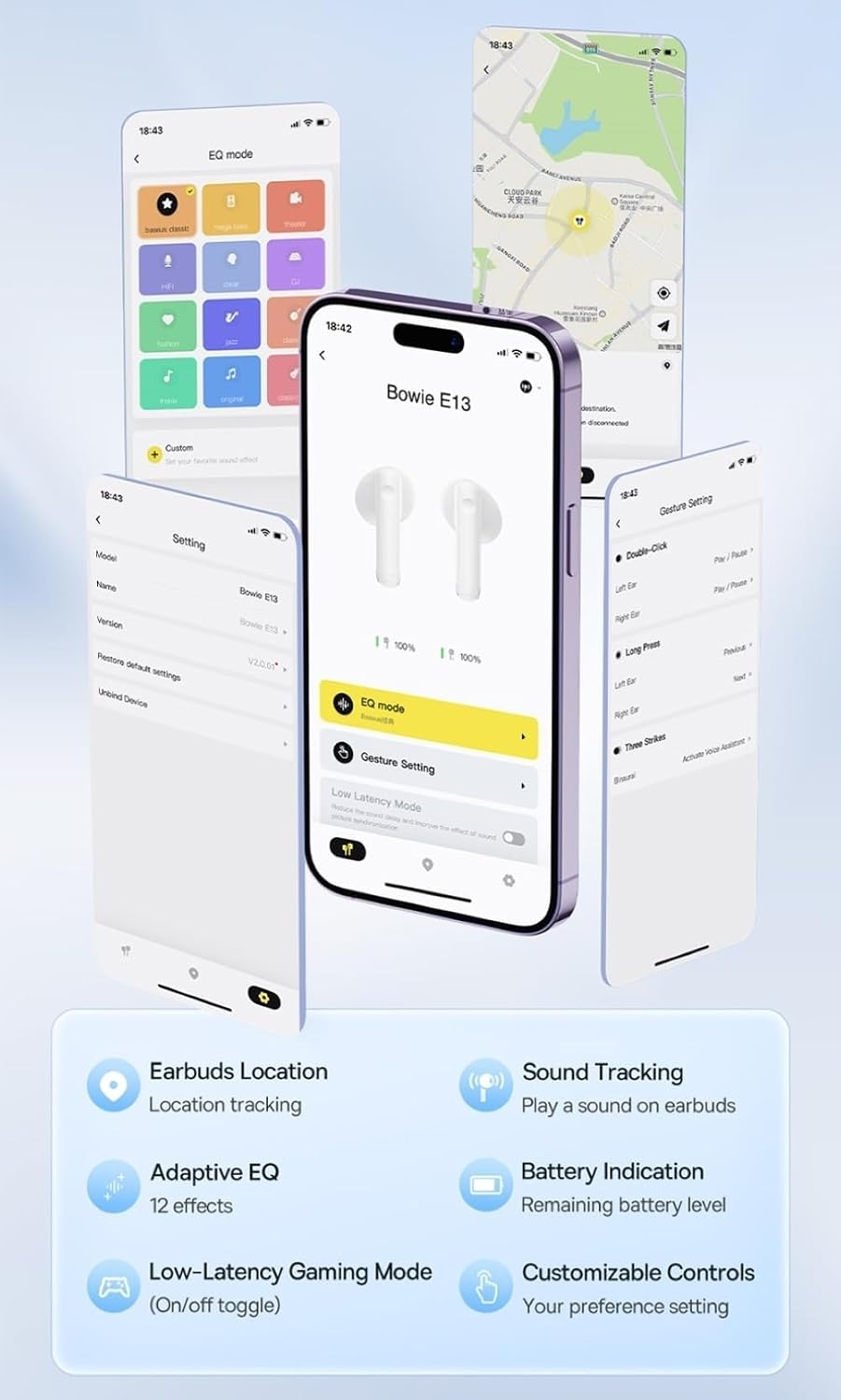 Baseus Bowie E13 True Wireless Earphones Galaxy Black‏
