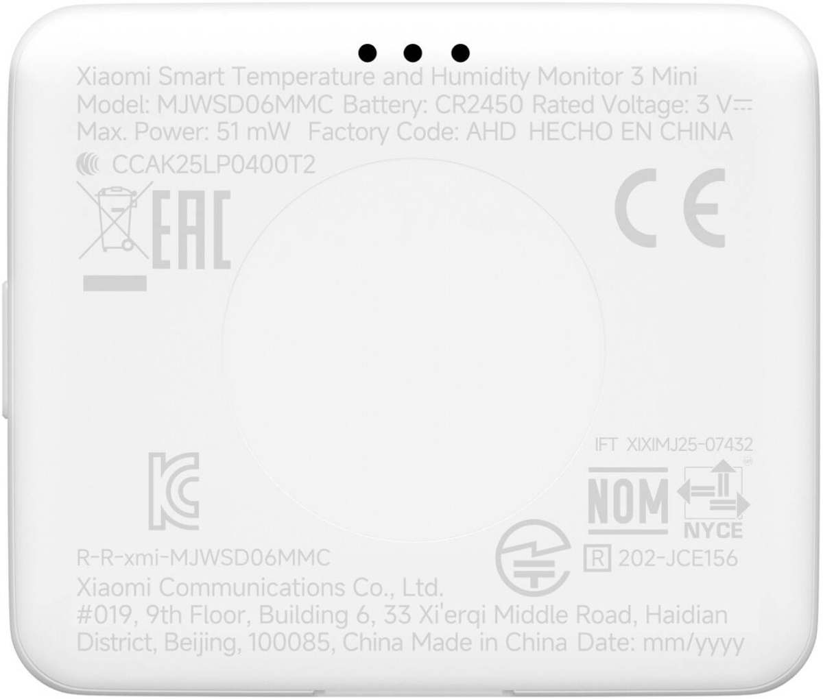 Xiaomi Smart Temperature And Humidity Monitor 3