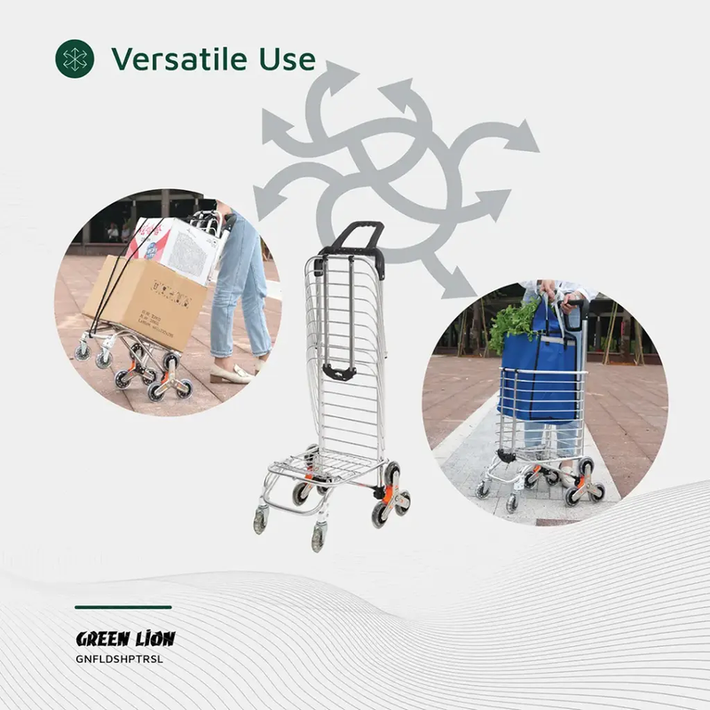 Green Lion Foldable Shopping Trolley - Silver