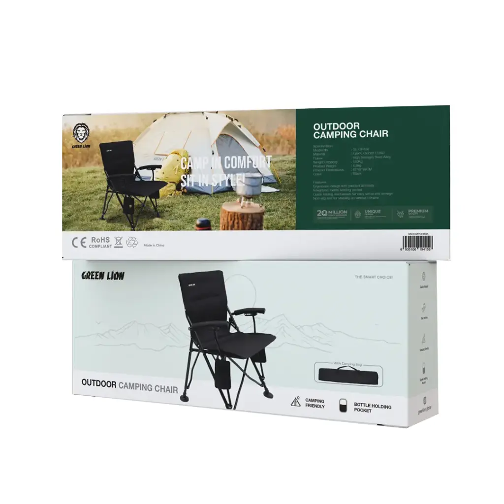 Green Lion OUTDOOR CAMPING CHAIR WITH CARRYING BAG- BLACK
