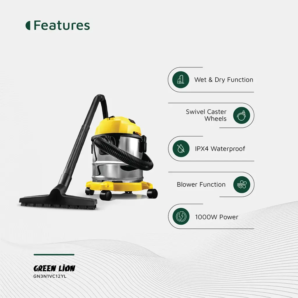 Green Lion Ultra 3 In 1 Vacuum Cleaner 12L 1000W